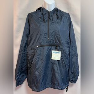 Gap Womens Windbreaker Hoodie‎ Jacket Navy Blue Zip Pocket Drawstring Size Small